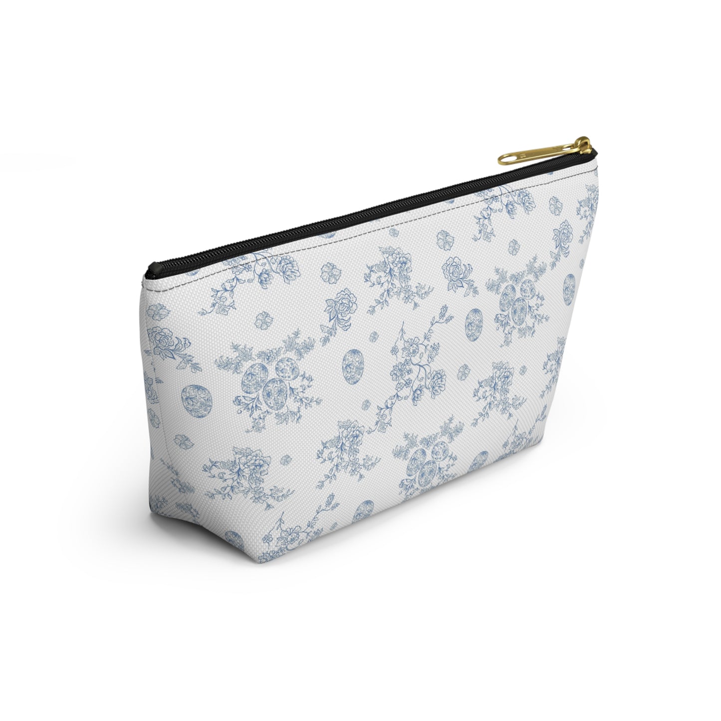 Blue Toile Floral Pattern Accessory Pouch