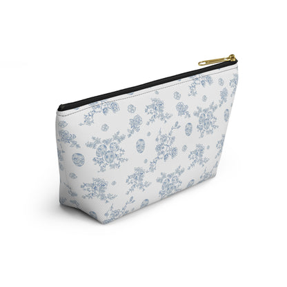 Blue Toile Floral Pattern Accessory Pouch