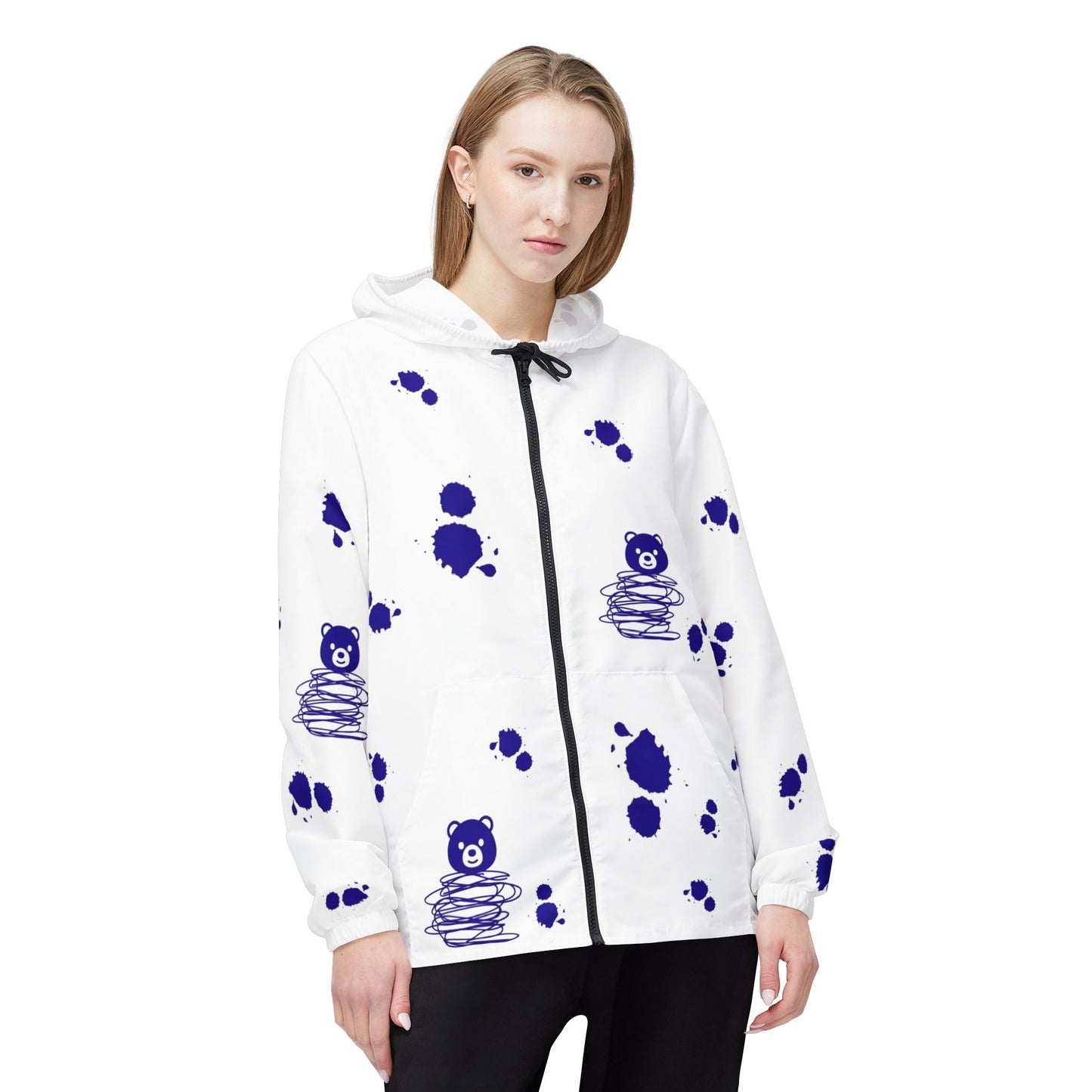 White and Blue Windbreaker Jacket