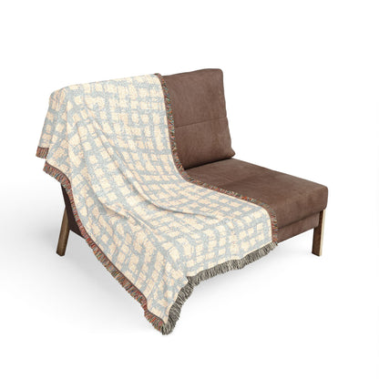 Neutral Grid Pattern Woven Blanket | Modern Geometric Throw