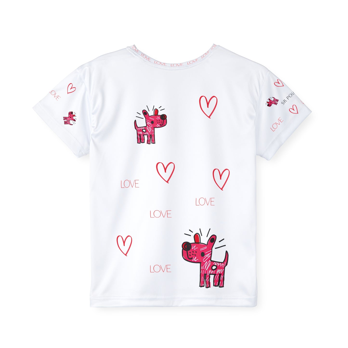 Pink Cartoon Dog Love Kids Jersey | All-Over Print