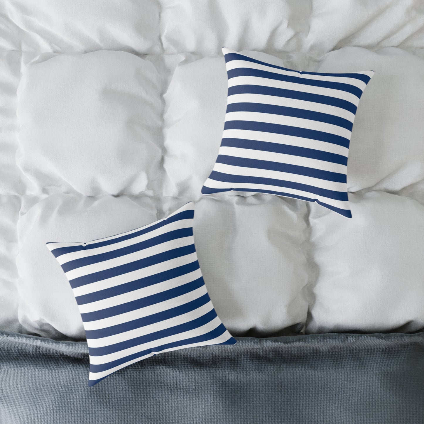 White Blue Coastal Collection Pillow | Square Poly Canvas Pillow
