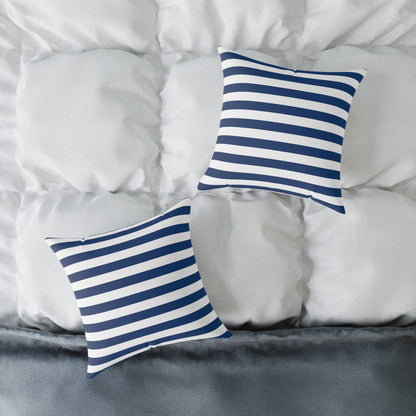 White Blue Coastal Collection Pillow | Square Poly Canvas Pillow