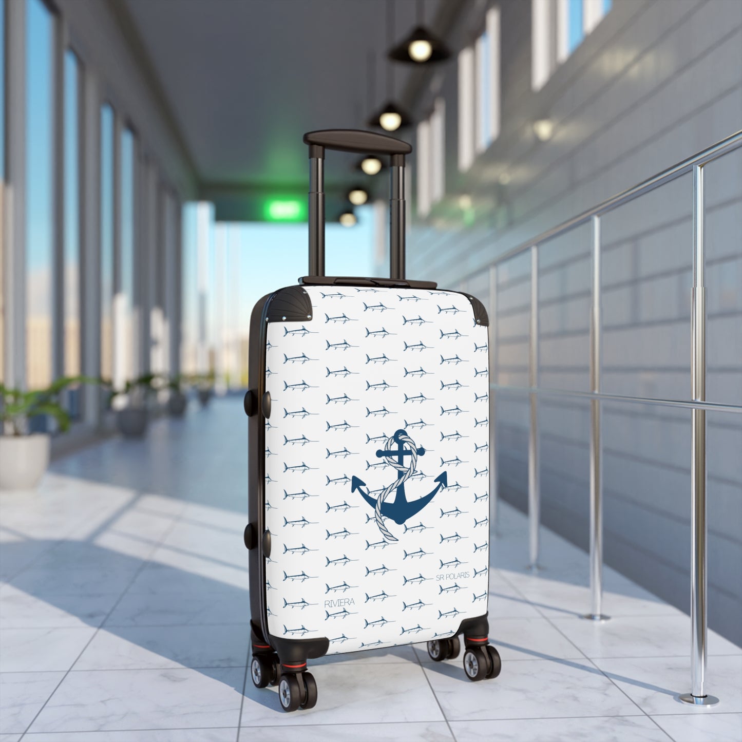 Nautical Anchor Pattern Suitcase | Sailboat Travel Luggage