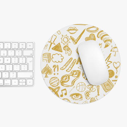Mouse Pad | Round Sketch Pattern, Office Desk Mat