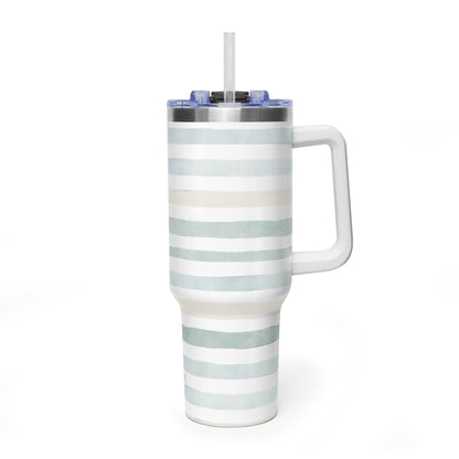 Soft Watercolor Stripes 40oz Tumbler | Vacuum Insulated Travel Mug