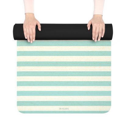 Mint Stripe Rubber Yoga Mat | Striped Exercise Mat