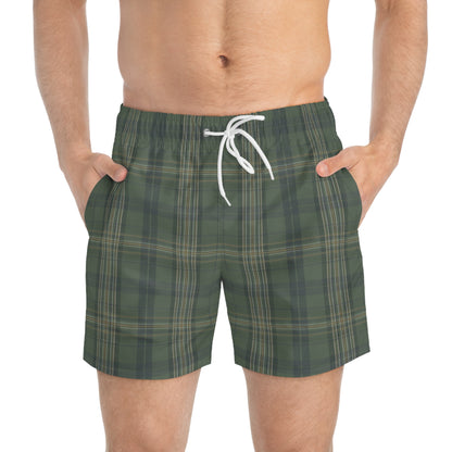 Green Plaid Swim Trunks
