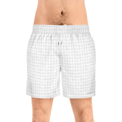 Light Gray Gingham Swim Shorts | Swim Shorts