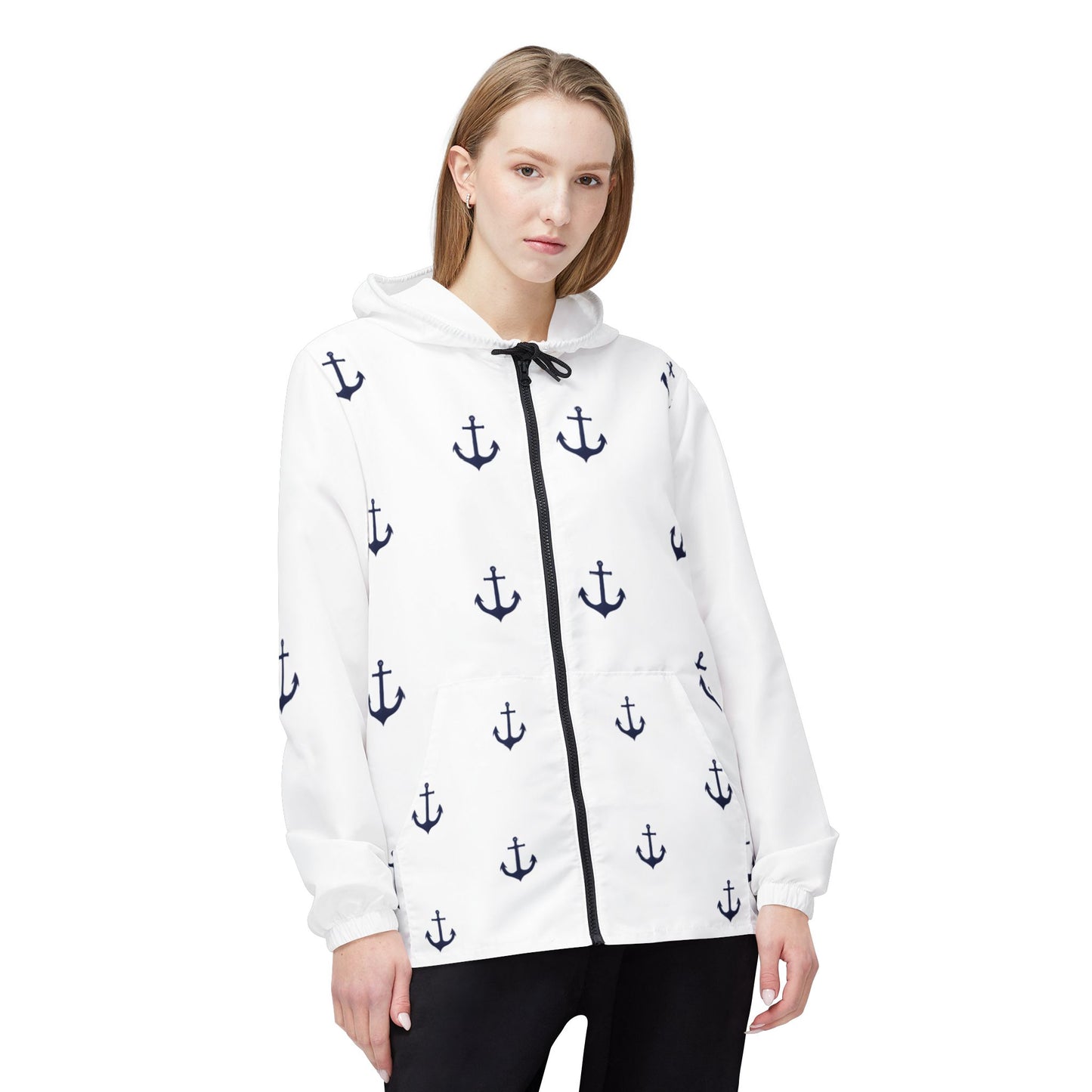 Navy Anchor Pattern Windbreaker