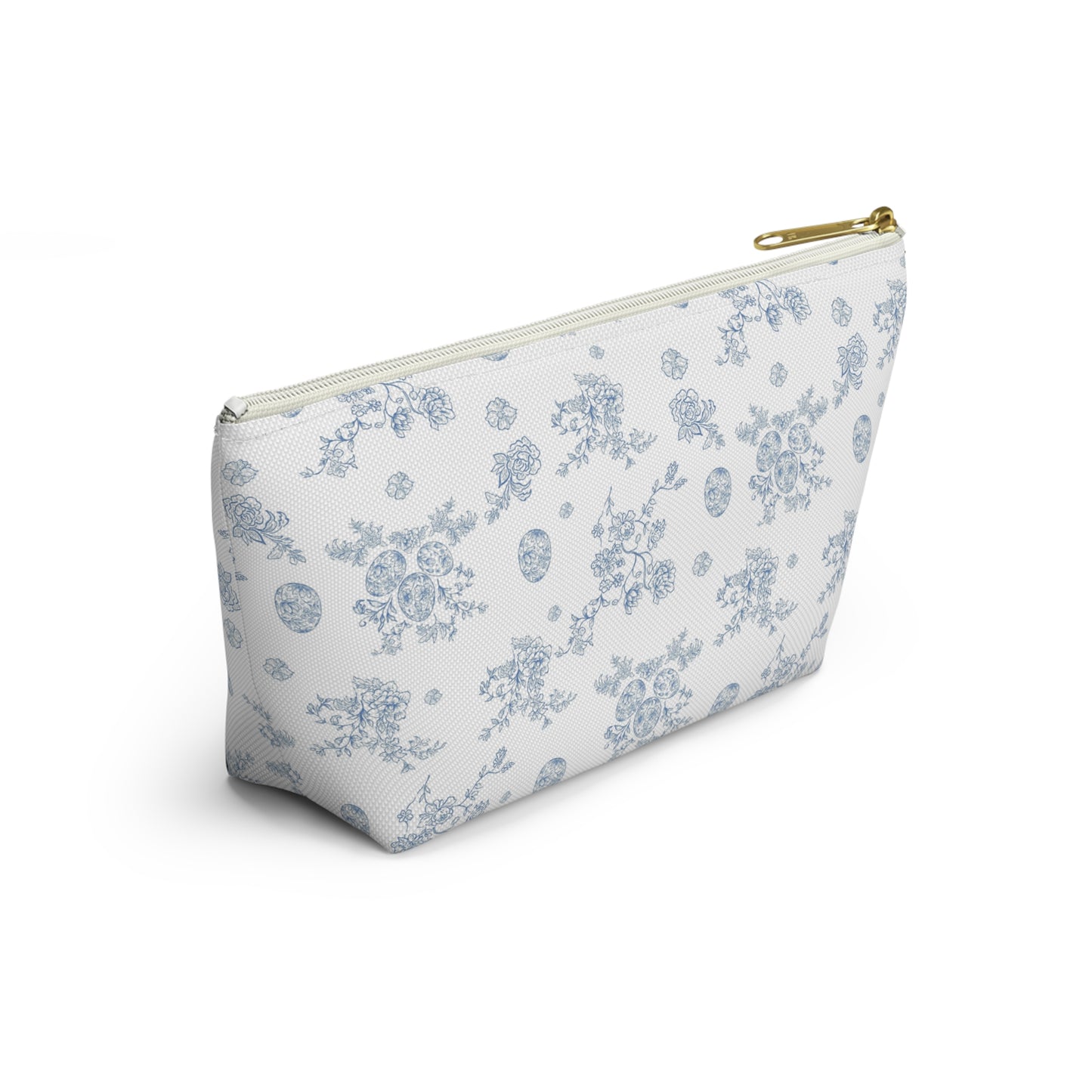 Blue Toile Floral Pattern Accessory Pouch