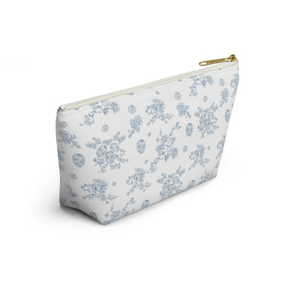 Blue Toile Floral Pattern Accessory Pouch