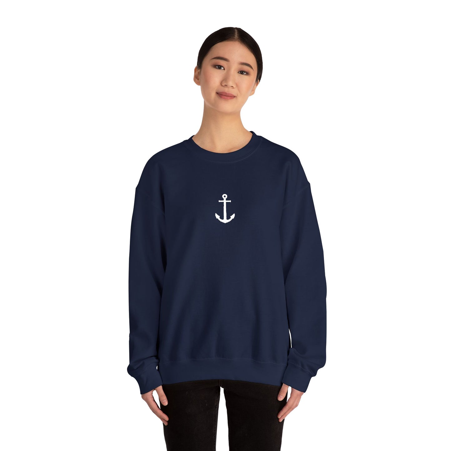 Minimal Anchor Crewneck Sweatshirt | Nautical Maritime Symbol