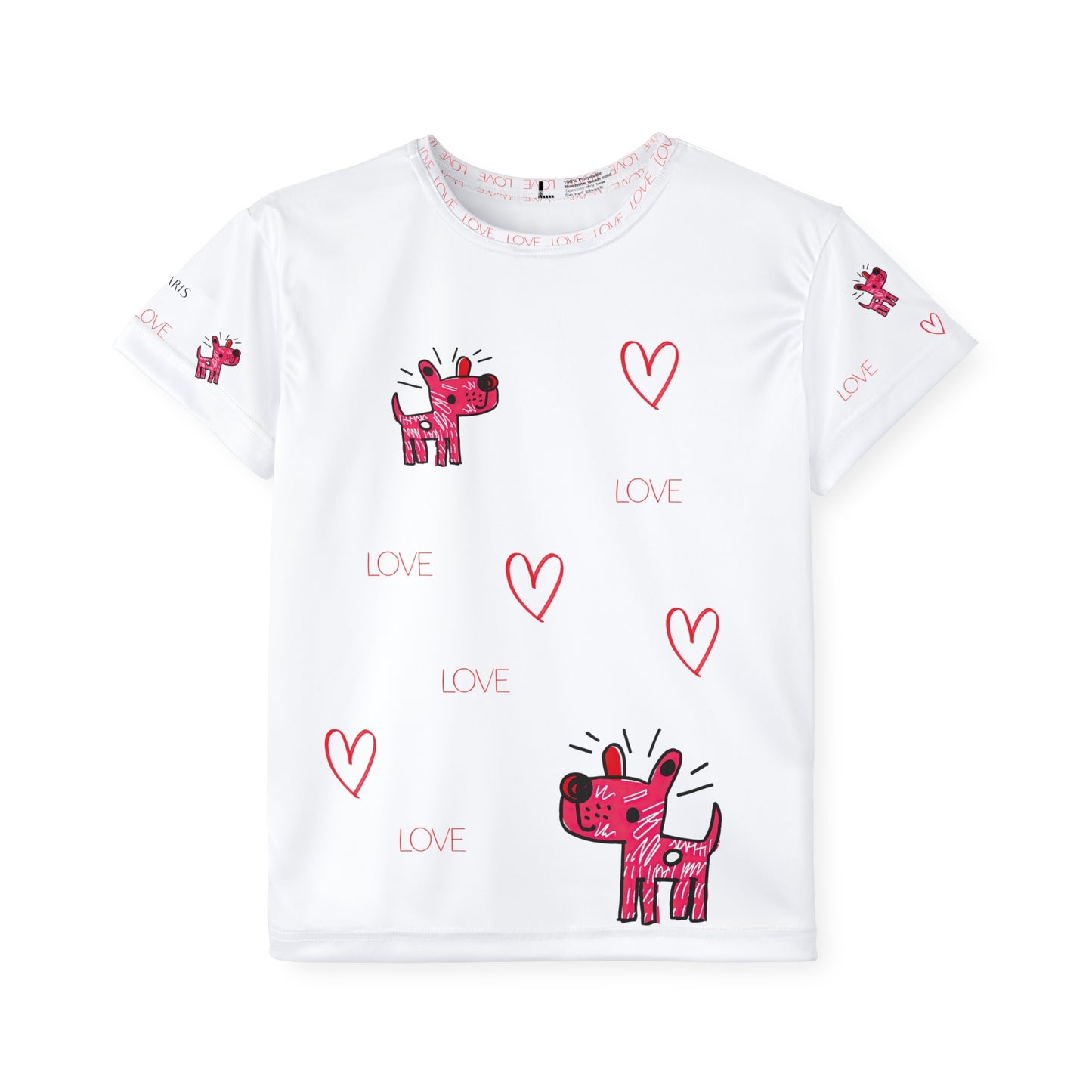 Pink Cartoon Dog Love Kids Jersey | All-Over Print